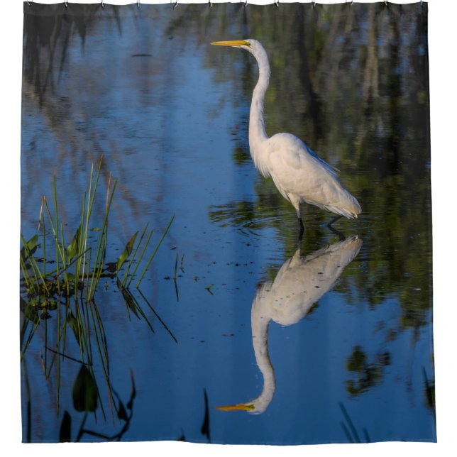 Egret White Water Bird Wildlife Animal Nature  Shower Curtain (Front)