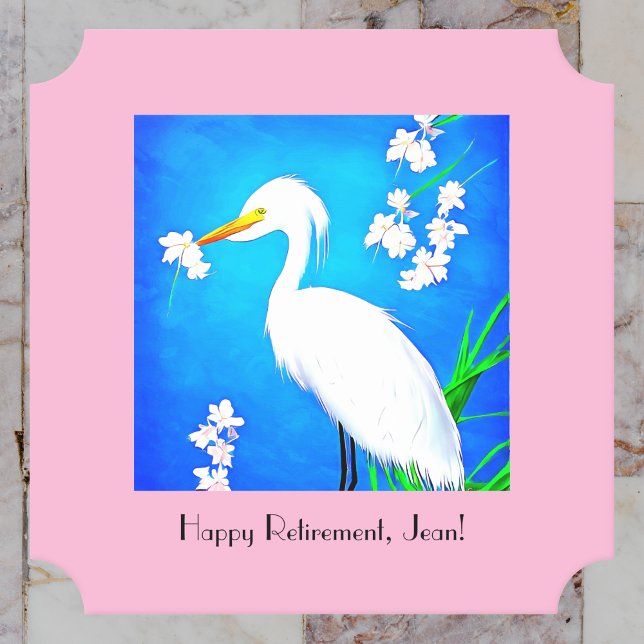 Egret with Sakura Cherry Blossoms and Blue Sky Paper Coaster (Creator Uploaded)