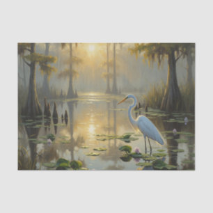 Egrets in Everglades National Park Morning Tissue Paper