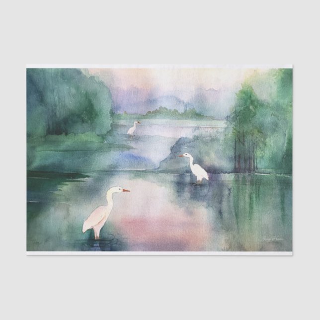 Egrets Watercolor Tissue Paper (Front)