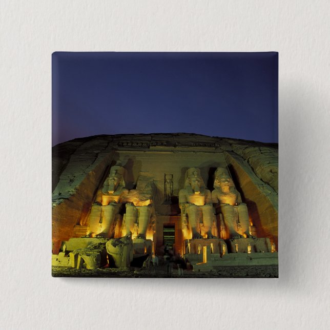 Egypt, Abu Simbel, Colossal figures of Ramesses 15 Cm Square Badge (Front)