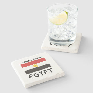 Egypt and Egyptian Dlag with Your Name Stone Coaster