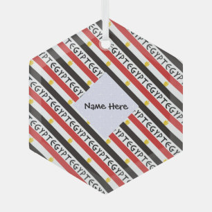 Egypt and Egyptian Flag Tiled with Your Name Glass Tree Decoration