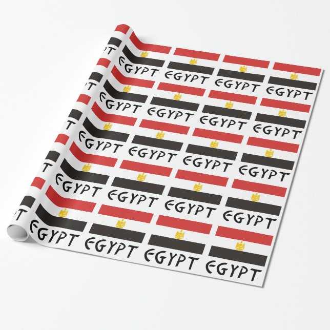 Egypt and Egyptian Flag Wrapping Paper (Unrolled)