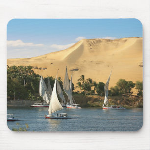 Egypt, Aswan, Nile River, Felucca sailboats, 2 Mouse Pad