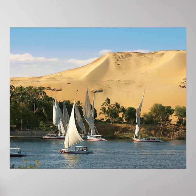Egypt, Aswan, Nile River, Felucca sailboats, 2 Poster (Front)