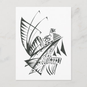 Egypt Black White Abstract Tribal Tattoo Art Postcard