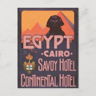 Egypt Cairo Savoy Hotel Continental Hotel, Vintage Postcard