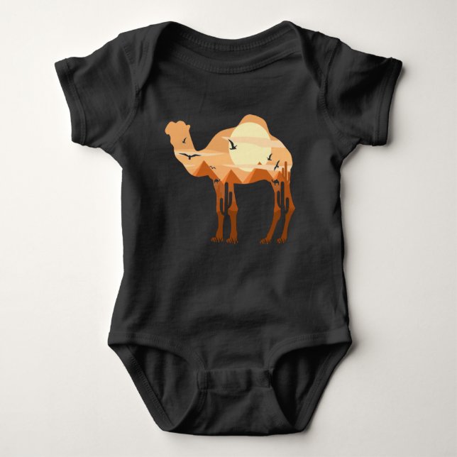 Egypt Camel Pyramids Desert Sunset Baby Bodysuit (Front)