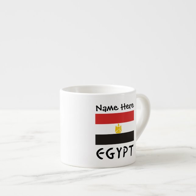 Egypt Egyptian Flag Personalised Name  Espresso Cup (Front Right)