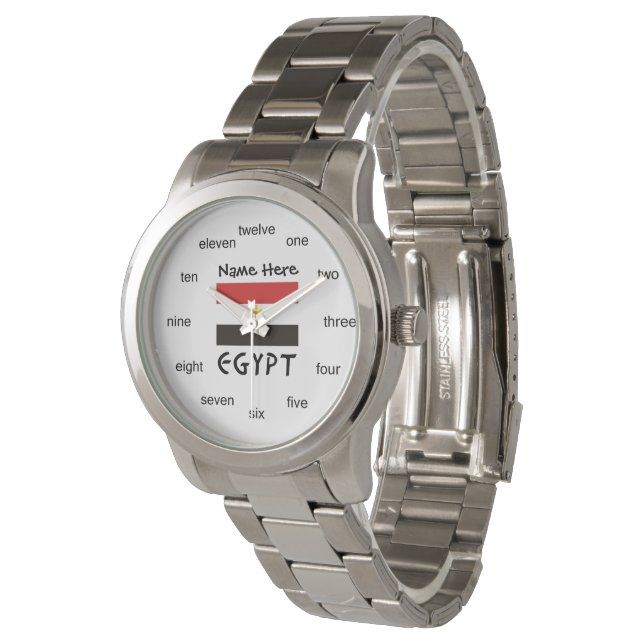Egypt Egyptian Flag Personalised Name  Watch (Angled)