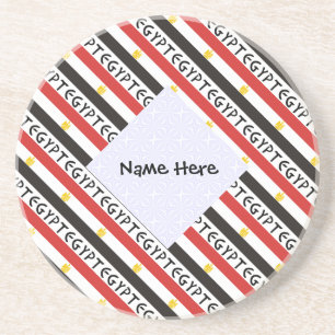 Egypt Egyptian Flag Tiled Personalised Name Coaster