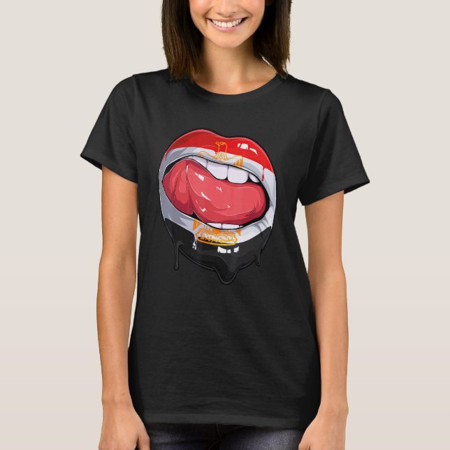 Egypt Fan Flag Mouth Soccer Egyptian T-Shirt (Front)