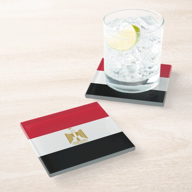 Egypt flag glass coaster (Angled)