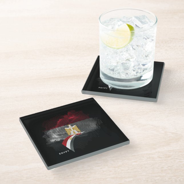 Egypt flag glass coaster (Angled)