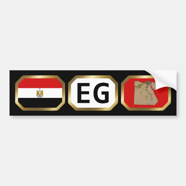 Egypt Flag Map Code Bumper Sticker (Front)