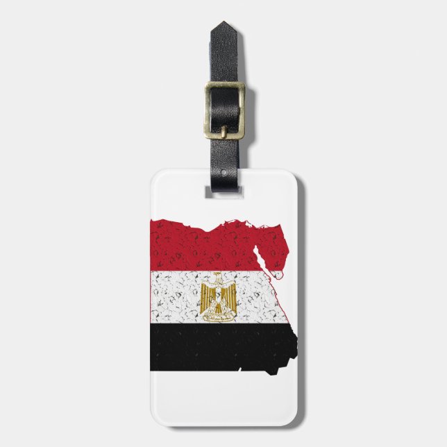 Egypt Flag Map Crackle Luggage Tag (Front Vertical)