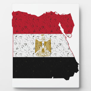 Egypt Flag Map Crackle Plaque