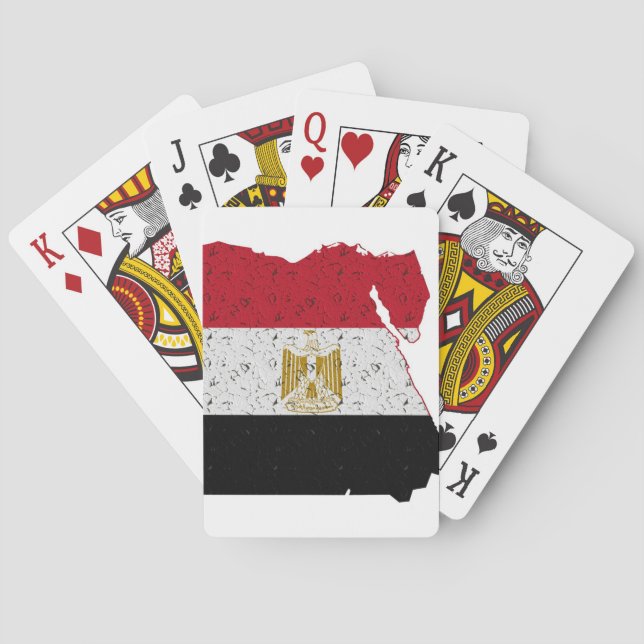 Egypt Flag Map Crackle Playing Cards (Back)
