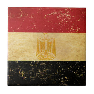 Egypt Flag Vintage Grunge Design Ceramic Tile