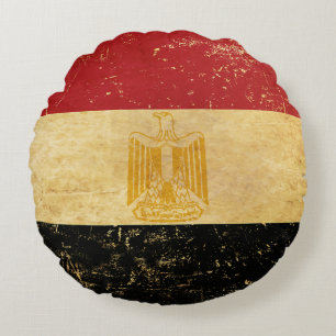 Egypt Flag Vintage Grunge Design Round Cushion