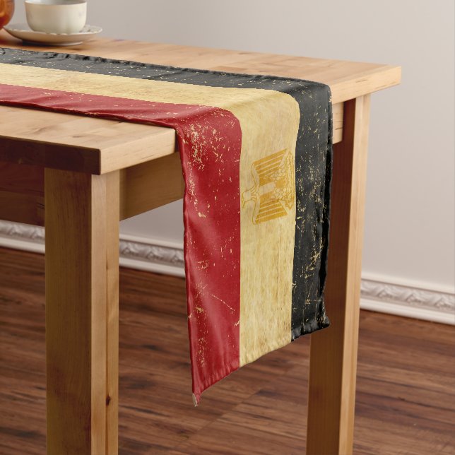 Egypt Flag Vintage Grunge Short Table Runner (In Situ)