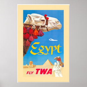 Egypt Fly TWA960 Vintage Style Travel Poster