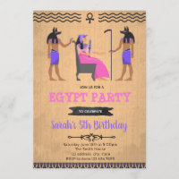 Egypt girl birthday party invitation
