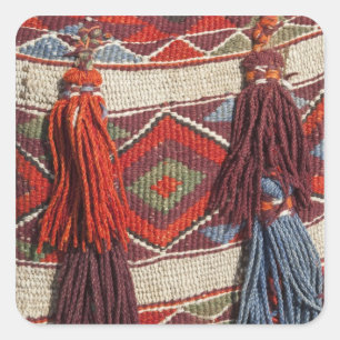 Egypt, Giza. Camel blanket at the Pyramids of Square Sticker
