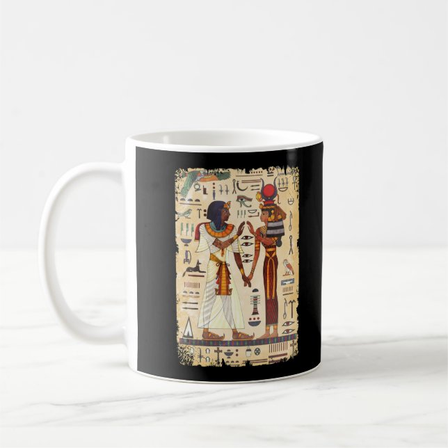Egypt Hieroglyphic Wall Mural Egyptian Culture Coffee Mug (Left)