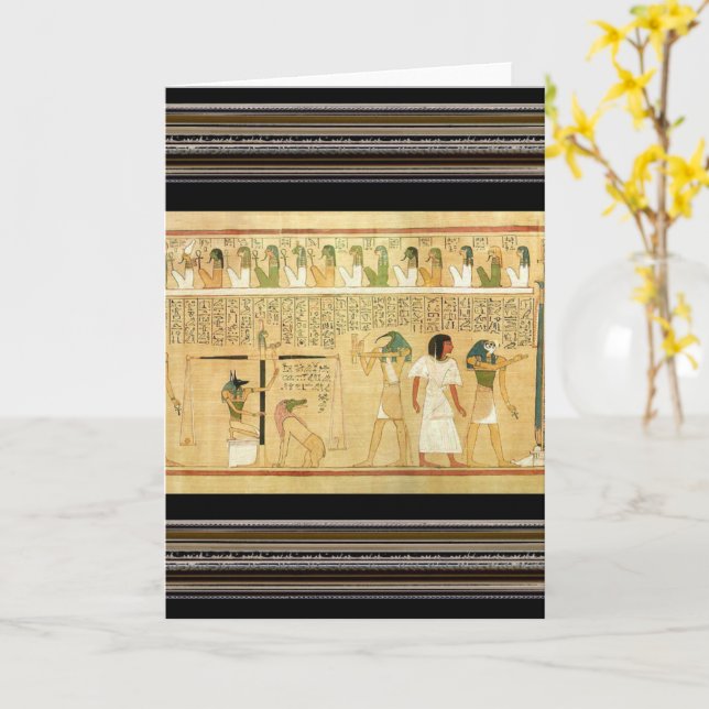 Egypt-Hieroglyphs Greeting Card (Yellow Flower)