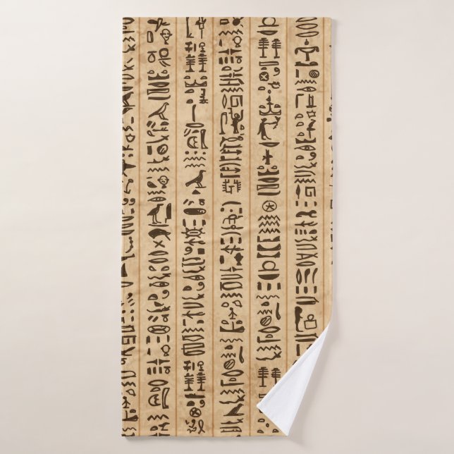 Egypt hieroglyphs, grunge seamless pattern bath towel (Bath Towel)