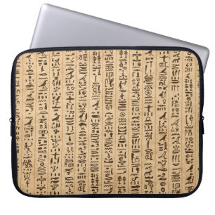 Egypt hieroglyphs, grunge seamless pattern laptop sleeve