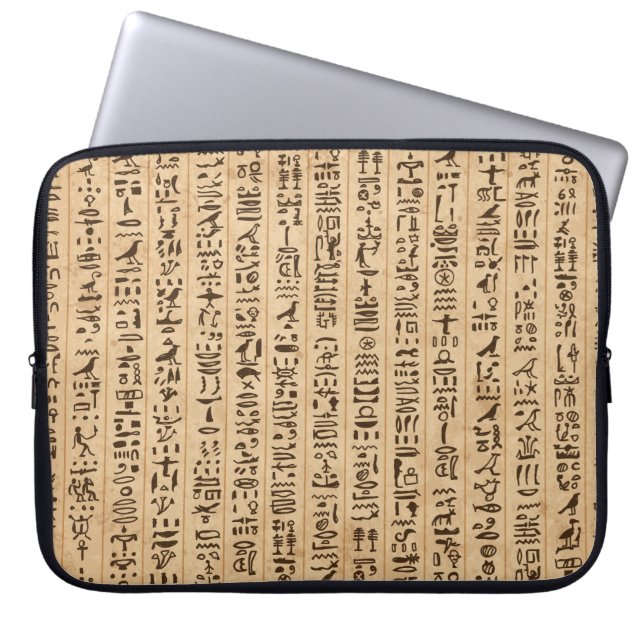 Egypt hieroglyphs, grunge seamless pattern laptop sleeve (Front)