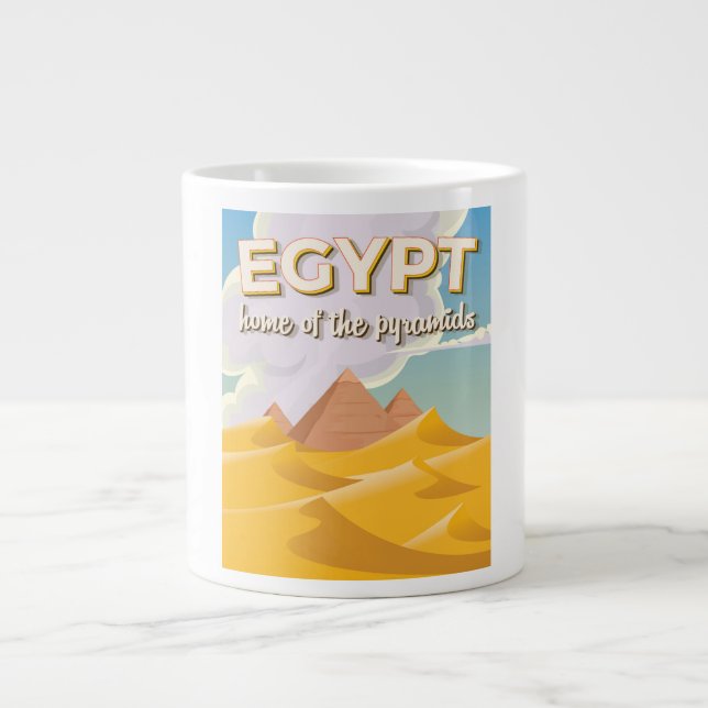 Egypt - Home of the Pyramids travel poster print Large Coffee Mug (Front)