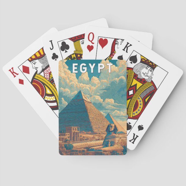 Egypt Illustration Travel Art Vintage Playing Cards (Back)