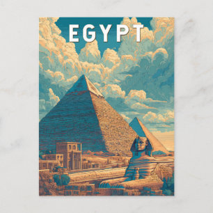 Egypt Illustration Travel Art Vintage Postcard