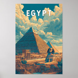 Egypt Illustration Travel Art Vintage Poster
