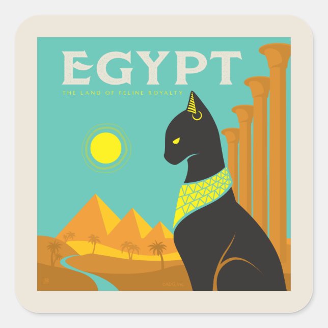 Egypt | Land of  Feline Royalty Square Sticker (Front)