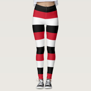 Egypt National Flag Colours Horizontal Striped Leggings