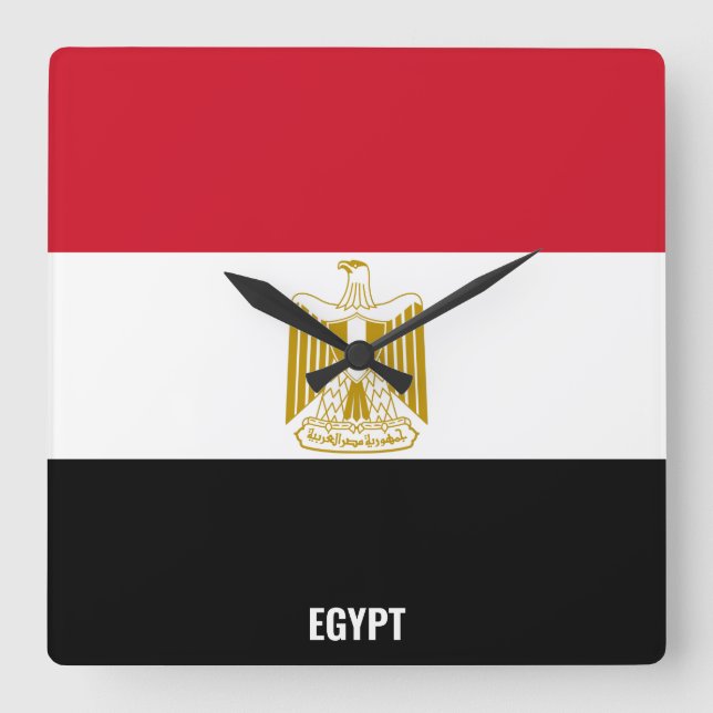 Egypt National Flag Patriotic Square Wall Clock (Front)