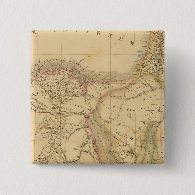 Egypt, Palestine and Arabia Map 15 Cm Square Badge (Front)