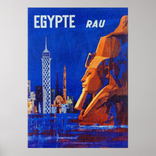 Egypt, Pharaoh, Retro Vintage Travel Poster