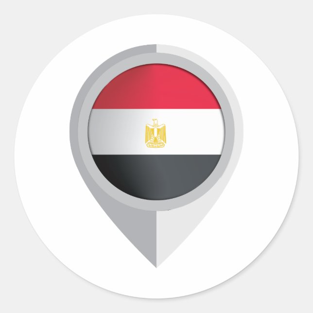 Egypt Pin Location Flag Classic Round Sticker (Front)