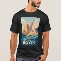 Egypt Pyramid Illustration Travel Art Vintage
