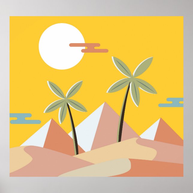 Egypt Pyramid Sunset: Vintage Scene Poster (Front)