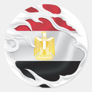 Egypt Ripped Flag Classic Round Sticker