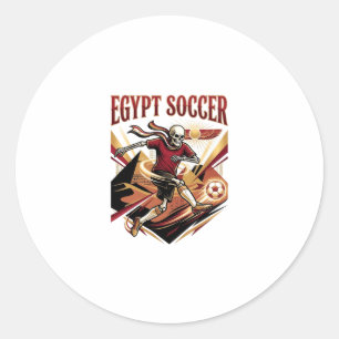 Egypt Soccer Skeleton Striker Nations Premium Spor Classic Round Sticker