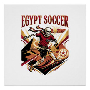 Egypt Soccer Skeleton Striker Nations Premium Spor Poster