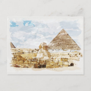 Egypt Sphinx Giza Pyramids Travelling Fine Art Postcard